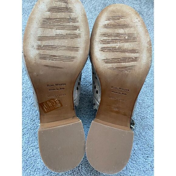 NEW Ron White "Dora" Laser Cut Nubuck Leather Adjustable Buckle Peep Toe Sandals - Picture 8 of 8